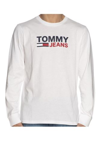 Tommy Hilfiger бяла блуза с дълъг ръкав и лого