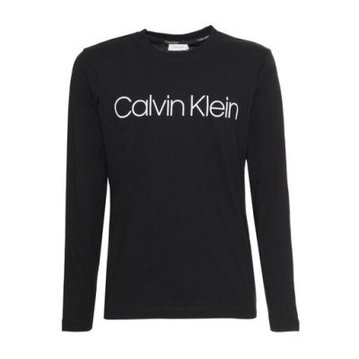  Calvin Klein мъжка черна блуза с дълъг ръкав и голямо лого