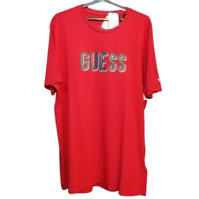 GUESS мъжка червена тениска с голямо лого