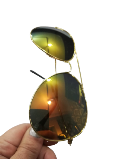 Огледални слънчеви авиаторски очила златисти