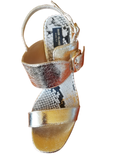 RIVER ISLAND дамски златни сандали с змийска шарка