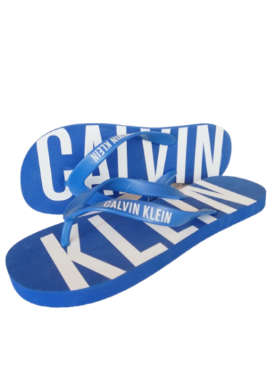 Calvin Klein сини джапанки с лого и надписи