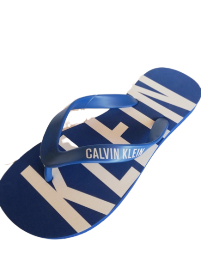 Calvin Klein сини джапанки с лого и надписи