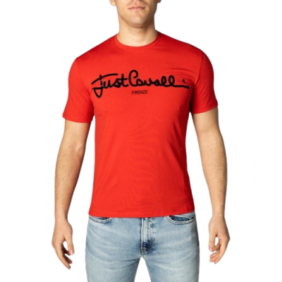 Just Cavalli мъжка червена тениска с лого